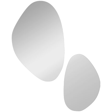 Set of 2 Pebble-Shaped Wall Mirror - Black