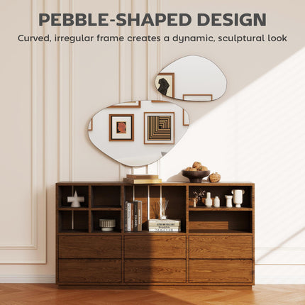 Set of 2 Pebble-Shaped Wall Mirror - Black