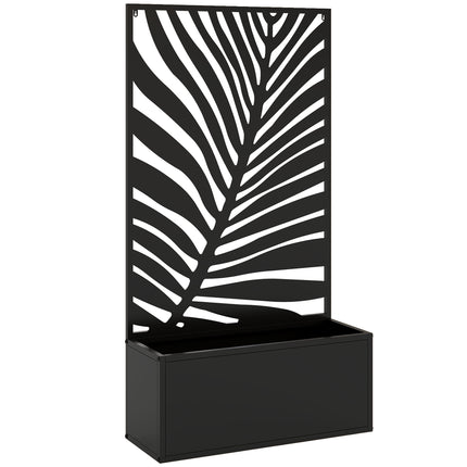 Metal Garden Bed for Garden with Trellis, Wall Mounted or Freestanding Raised Planter with Privacy Screen