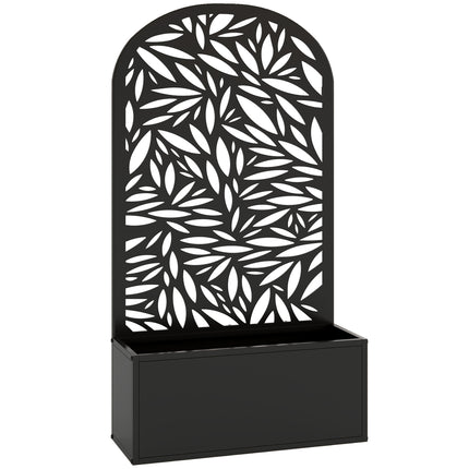 Metal Garden Bed for Garden with Trellis, Wall Mounted or Freestanding Raised Planter with Curved Privacy Screen