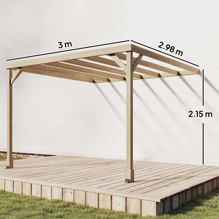 Lean-To Wooden Pergola Kit, Decorative Garden Gazebo with Stable Structure and C