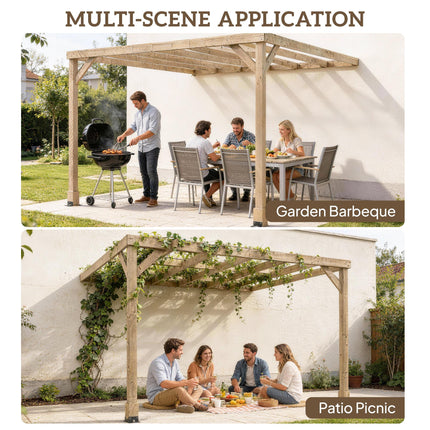 Lean-To Wooden Pergola Kit, Decorative Garden Gazebo with Stable Structure and C