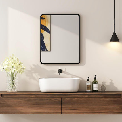 Rectangular Wall Mirror with HD Glass - Black