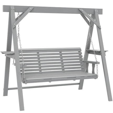 Three-Seater Wooden Swing Bench, Dark Grey