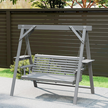 Three-Seater Wooden Swing Bench, Dark Grey