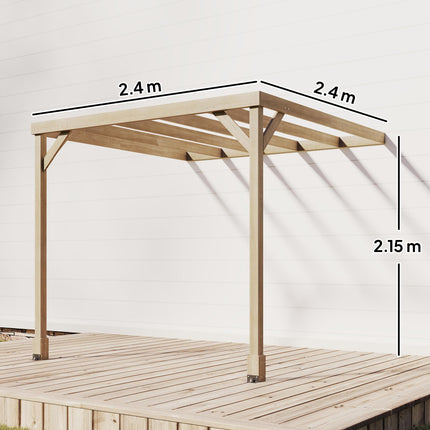 Lean-To Wooden Pergola Kit, Decorative Garden Gazebo with Stable Structure and C