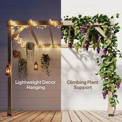 Lean-To Wooden Pergola Kit, Decorative Garden Gazebo with Stable Structure and C