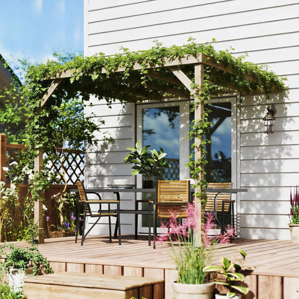 Lean-To Wooden Pergola Kit, Decorative Garden Gazebo with Stable Structure and C