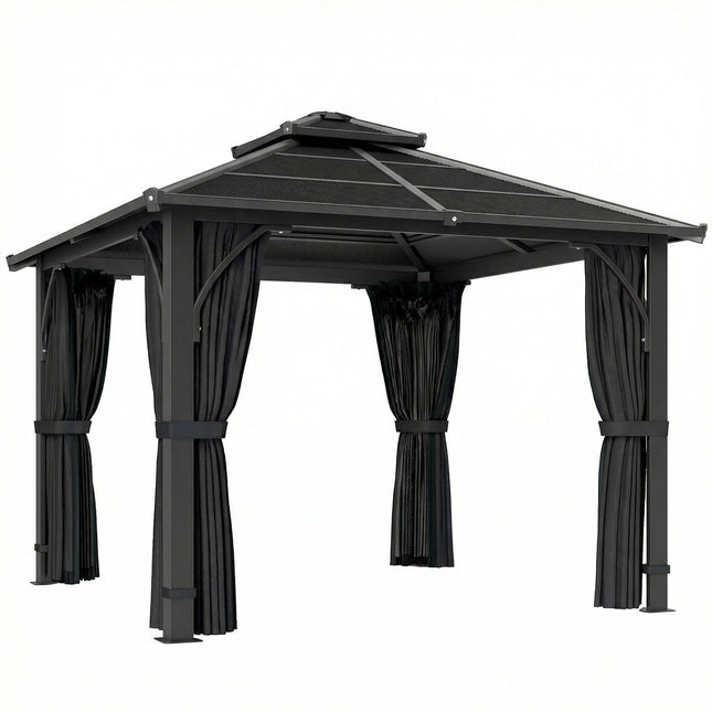 2.5 x 2.5 m Hardtop Gazebo Canopy with 7mm PC Roof, Garden Gazebo Permanent Pavi