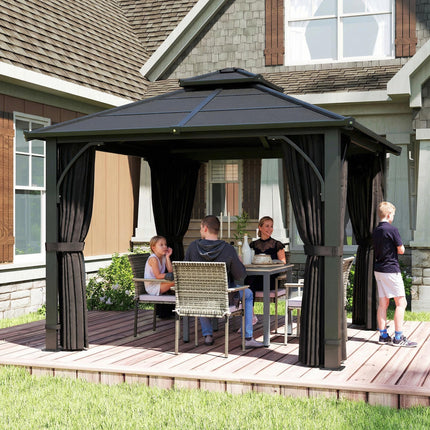 2.5 x 2.5 m Hardtop Gazebo Canopy with 7mm PC Roof, Garden Gazebo Permanent Pavi