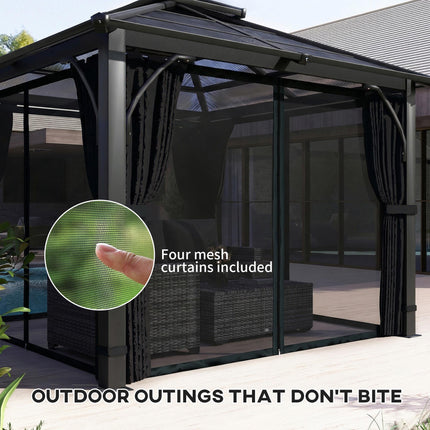 2.5 x 2.5 m Hardtop Gazebo Canopy with 7mm PC Roof, Garden Gazebo Permanent Pavi