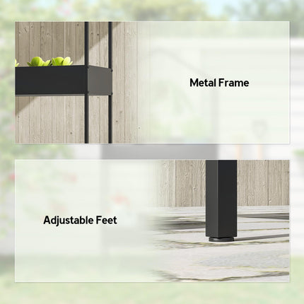 2 Tier Plant Stand, Outdoor Indoor Metal Plant Stand with Hook, House-Shaped Pots Holder Display Rack, Black