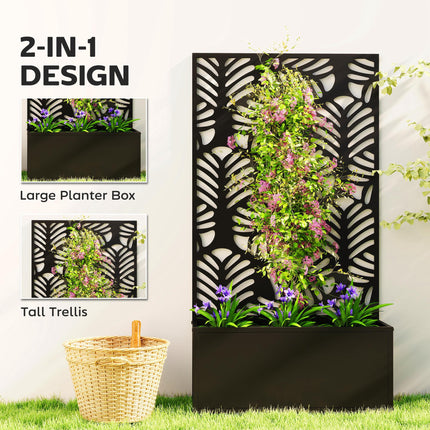 Metal Garden Bed for Garden with Trellis, Wall Mounted or Freestanding Raised Pl