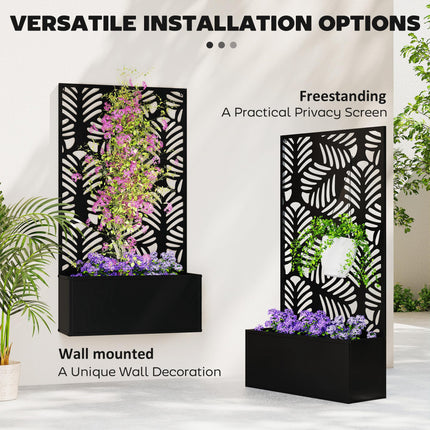 Metal Garden Bed for Garden with Trellis, Wall Mounted or Freestanding Raised Pl