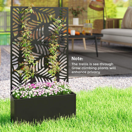 Metal Garden Bed for Garden with Trellis, Wall Mounted or Freestanding Raised Pl