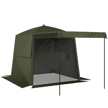Pop Up Gazebo Waterproof Instant Shelter with Awning Mesh Windows for Camping Patio 2 x 2 m, Army Green