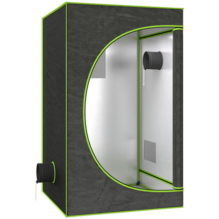 Grow Tent 120 x 120 x 200 cm, Reflective Mylar Hydroponic Growing Tent with 600D Oxford Fabric, Observation Window, Vent, Zipper Door for Indoor Plant Growing, Black