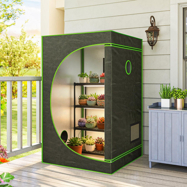 Grow Tent 120 x 120 x 200 cm, Reflective Mylar Hydroponic Growing Tent with 600D Oxford Fabric, Observation Window, Vent, Zipper Door for Indoor Plant Growing, Black