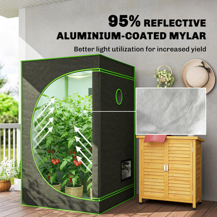 Grow Tent 120 x 120 x 200 cm, Reflective Mylar Hydroponic Growing Tent with 600D Oxford Fabric, Observation Window, Vent, Zipper Door for Indoor Plant Growing, Black