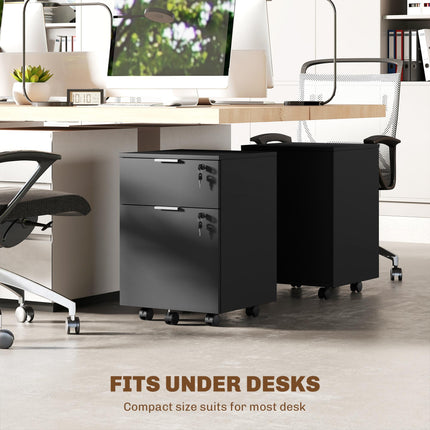 HOMCOM Two-Drawer Lockable Filing Cabinet - Black