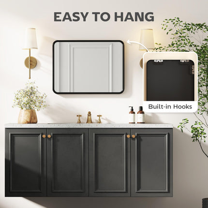 Rectangular Wall Mirror with HD Glass - Black