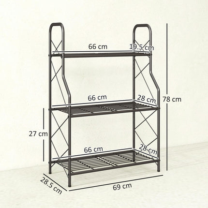 3-Tier Metal Plant Stand, Heavy Duty Ladder Shelf Potted Plants Display Rack, Indoor Outdoor Flower Pot Holder