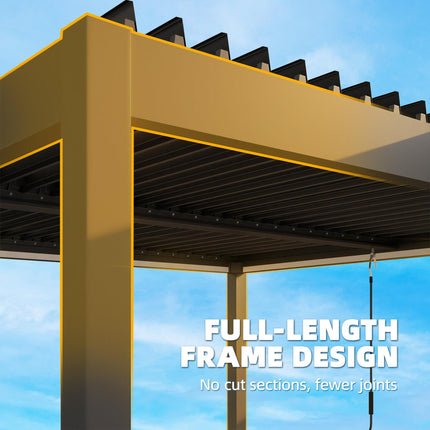 3 x 3 m Louvered Pergola with LED Lights, Metal Louvres, Aluminium Patio Gazebo