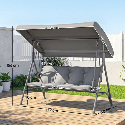 3 Seater Garden Swing Chair, Patio Rocking Bench with Tilting Canopy, Removable