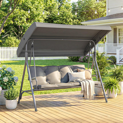 3 Seater Garden Swing Chair, Patio Rocking Bench with Tilting Canopy, Removable