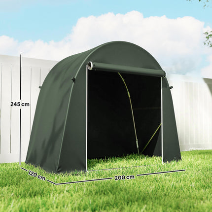 8 x 4 ft Garden Storage Tent, Waterproof Bike Tent with Roll-up Zipper Door and Galvanised Metal Frame, Green