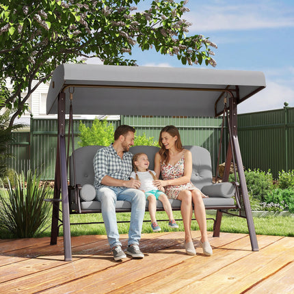 3 Seater Canopy Swing Chair, Outdoor Garden Swing Seat with Adjustable Canopy, Swing Chair Outdoor Garden Swing Seat With Adjustable Canopy C