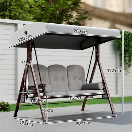 3 Seater Canopy Swing Chair, Outdoor Garden Swing Seat with Adjustable Canopy, Swing Chair Outdoor Garden Swing Seat With Adjustable Canopy C