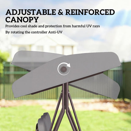 3 Seater Canopy Swing Chair, Outdoor Garden Swing Seat with Adjustable Canopy, Swing Chair Outdoor Garden Swing Seat With Adjustable Canopy C