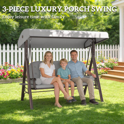 3 Seater Canopy Swing Chair, Outdoor Garden Swing Seat with Adjustable Canopy, Swing Chair Outdoor Garden Swing Seat With Adjustable Canopy C