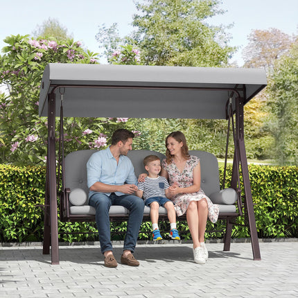 3 Seater Canopy Swing Chair, Outdoor Garden Swing Seat with Adjustable Canopy, Swing Chair Outdoor Garden Swing Seat With Adjustable Canopy C