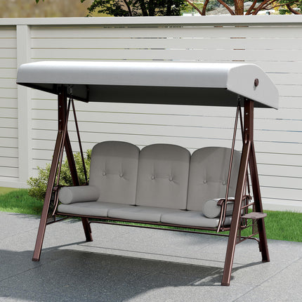 3 Seater Canopy Swing Chair, Outdoor Garden Swing Seat with Adjustable Canopy, Swing Chair Outdoor Garden Swing Seat With Adjustable Canopy C