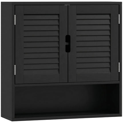 Bathroom Cabinet, Wall Mounted Storage Cabinet with Adjustable Shelves, 60 x 20 x 60 cm, Black