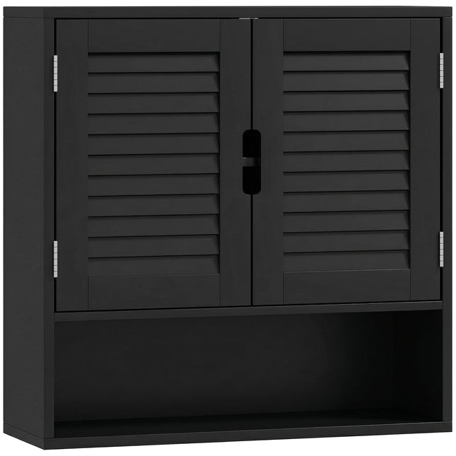 Bathroom Cabinet, Wall Mounted Storage Cabinet with Adjustable Shelves, 60 x 20 x 60 cm, Black