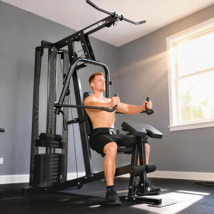 Multi Gym with Adjustable Seat and Back, All in One Home Gym Machine with 45kg Weight Stack for Full Body Strength Training
