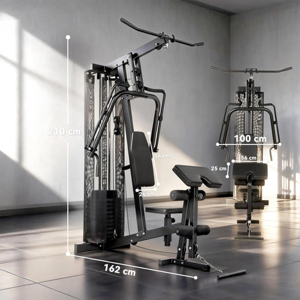 Multi Gym with Adjustable Seat and Back, All in One Home Gym Machine with 45kg Weight Stack for Full Body Strength Training