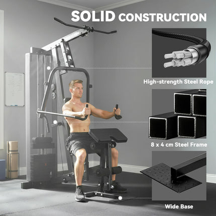 Multi Gym with Adjustable Seat and Back, All in One Home Gym Machine with 45kg Weight Stack for Full Body Strength Training