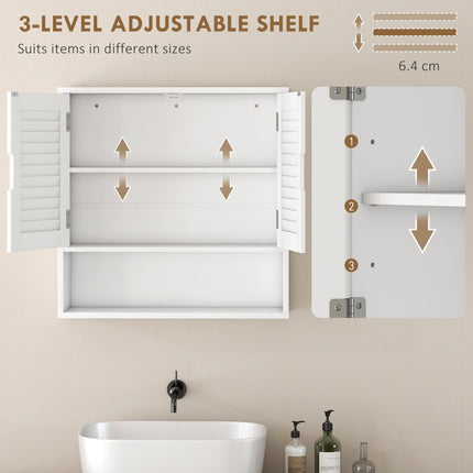 Bathroom Cabinet, Wall Mounted Storage Cabinet with Adjustable Shelves, 60 x 20 x 60 cm, White