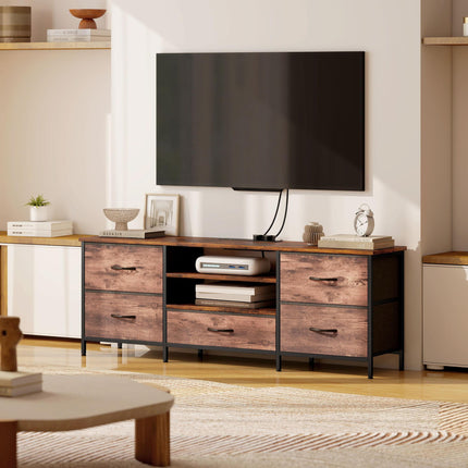 Multi-Storage Industrial TV Stand - Brown/Grey/Black