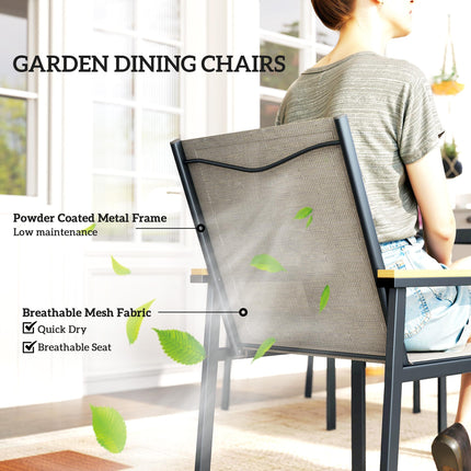 Five-Piece Metal Dining Set, with Glass-Top Table - Khaki