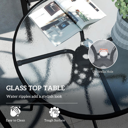 Five-Piece Steel Patio Set, with Glass-Top Table - Dark Blue
