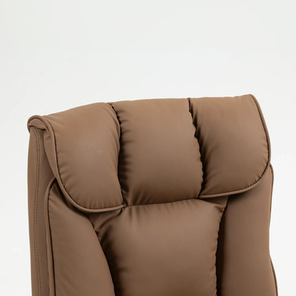 155° Reclining Faux Leather Swivel Office Chair - Brown