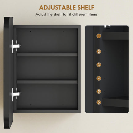 Bathroom Medicine Cabinet with Mirror, Bathroom Wall Cabinet with Adjustable Shelves, Soft Close Hinges, Black
