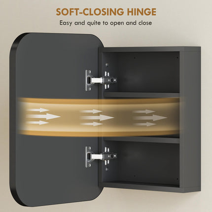 Bathroom Medicine Cabinet with Mirror, Bathroom Wall Cabinet with Adjustable Shelves, Soft Close Hinges, Black