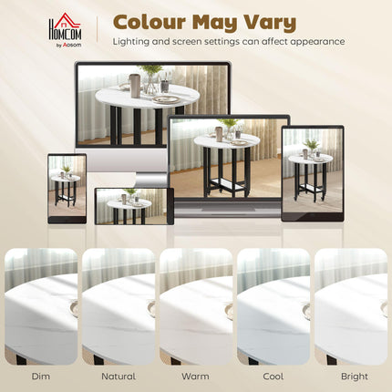 Folding Dining Table, Drop Leaf Table with Open Shelf, Rolling Kitchen Table for