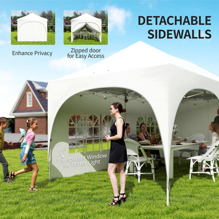 3 x 6m Pop Up Gazebo Shelter with Sides, 6 Sandbags, Peak Top Garden Party Tent Marquee with Carry Bag, Light Grey/White